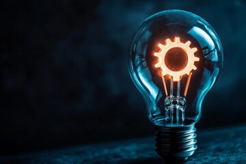 A lightbulb illuminated with a glowing gear icon, symbolizing problem-solving and innovation in tools