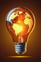 Wall Mural - A lightbulb with a glowing globe icon, representing global innovation or worldwide impact.