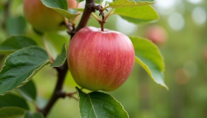  Freshly picked ripe red apple in an orchard