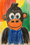 Child's crayon drawing of a monkey