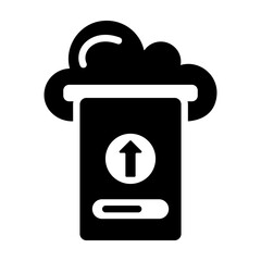 Sticker - File upload icon in glyph style