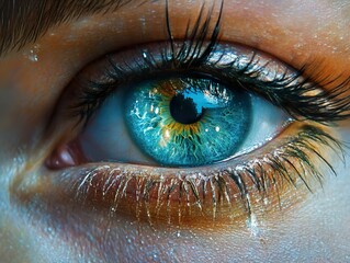 Canvas Print - Close-Up of a Sparkling Blue Eye - A Captivating Gaze