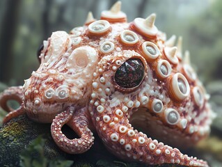 Sticker - Close-Up of a Surreal Octopus with Multiple Eyes