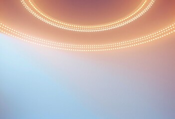 Wall Mural - Abstract background with soft pastel gradient and two rows of warm white lights in a curved shape on top.