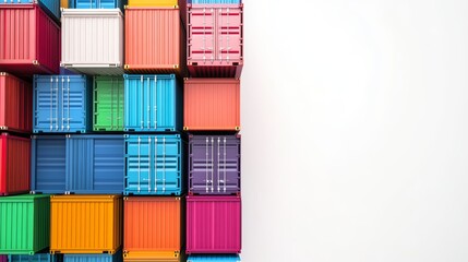 Containers isolated on white background Stack of colorful containers box with copy space Logistics import export goods of freight carrier and transportation industry concept