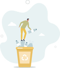 sustainable lifestyle concept.character recycling plastic garbage.flat design with people.