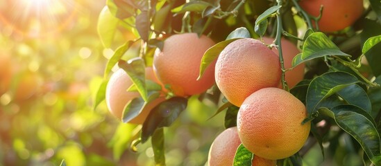 Grapefruit Ripe Grape Fruits On A Tree