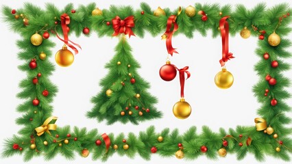 Poster - christmas tree with balls and decorations