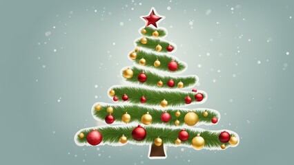 Wall Mural - christmas tree with balls and snowflakes