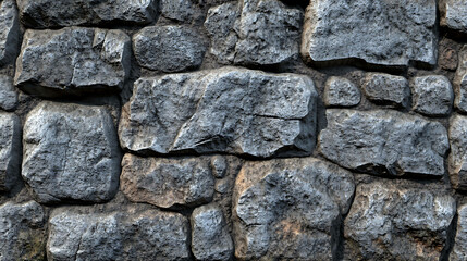 Wall Mural - A close-up of a rustic stone wall. The rough, uneven texture of the stones suggests an ancient, weathered appearance.