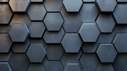 Wall Mural - Abstract geometric background with a hexagonal pattern in gray and black.