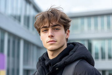 Young Man Outdoors in Urban Setting During Daytime