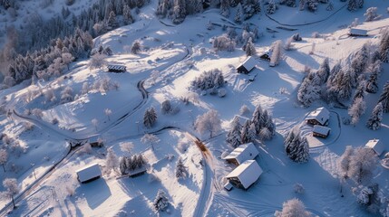 Canvas Print - Snowy Mountain Village