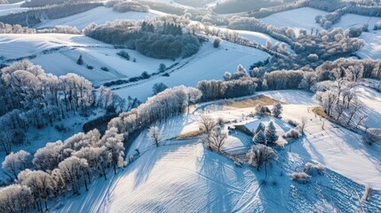 Wall Mural - Snowy Countryside Aerial View