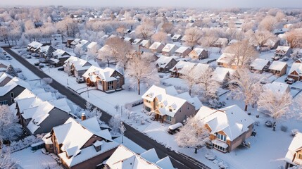 Canvas Print - Snowy Suburban Neighborhood