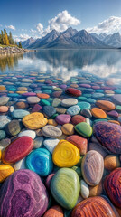 Poster - Colorful rocks in a lake