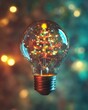 © AIGen - Christmas Tree Light Bulb. Alternative Eco Bright Concept for December Celebration