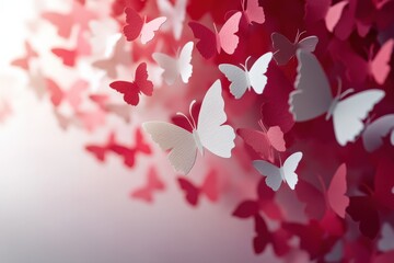 Butterflies And Hearts. 3D Romantic Valentine's Day Card with Paper Butterflies and Hearts