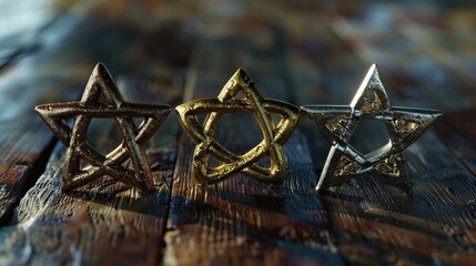 Jewish symbol on wooden surface