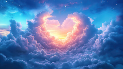 Beautiful Sky Blue Aesthetic Heart Wallpaper for a Romantic Valentine's Day Background