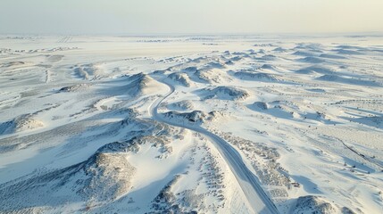 Sticker - Aerial View of Snow Covered Landscape