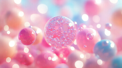 Poster - Pastel Pink Bubble Balls Abstract Background for a Soft and Playful Aesthetic