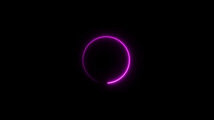 Wall Mural - neon circle loading icon animation. neon light glowing circle frame background animation.