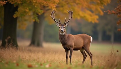 Wall Mural -  Autumns majesty  A deer in the golden forest