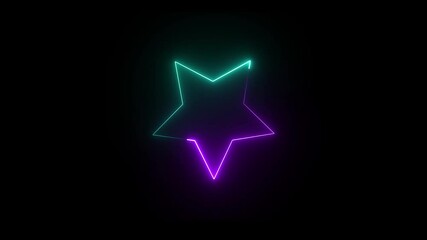 Wall Mural - start frame or neon lights sign.neon star frame. deep purple color rotation loading background 4k an
