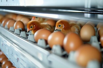 Wall Mural - A group of chickens placed on a rack