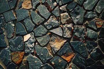 Sticker - A close-up shot of a stone wall with intricate stonework and texture