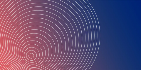 Poster - Pattern of concentric spirals, gradually expanding. White lines against a dark blue and red gradient background, creating a sense of depth and infinite motion