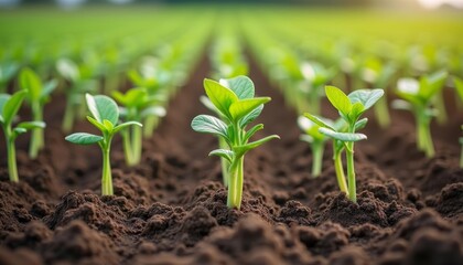 Sticker -  New beginnings  A field of freshly sprouted plants