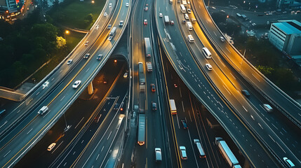 Poster - Expressway top view, Road traffic an important infrastructure in Thailand