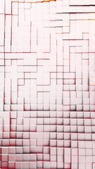 Fototapete - Abstract texture with many rows of small cubes swaying under the white, red, and yellow light. Animation. Moving wall of small bricks, seamless loop.
