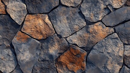 Wall Mural - A closeup of a stone wall with a rustic texture.