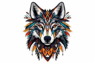 Naklejka na meble tribal spirit animal wolf tshirt design colorful nature vector illustration