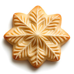 Wall Mural - Butter tasty cookie or biscuit top view isolated on white background