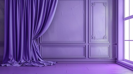 Canvas Print - Violet room with curtains and a window