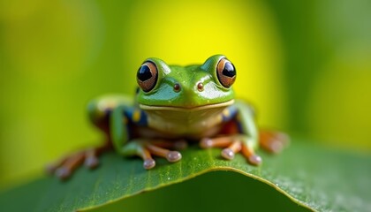 Canvas Print -  Captivating gaze of a vibrant frog in natures embrace