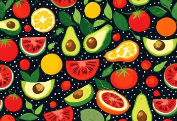 vibrant food illustrations icons colorful backgrounds showcasing fresh culinary decorative creative presentation, fruit, vegetable, graphic, design, art