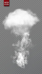 Poster - Fog, smoke, steam, haze, explosion isolated transparent special effect. White vector cloudiness background, fog or smog explosion effect. Vector illustration