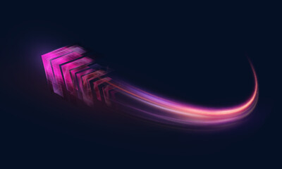 Leinwandbilder - Light effect of high speed movement pink light high speed bright arrow bright pink glow. Dynamic movement of high speed arrow light energy. Vector