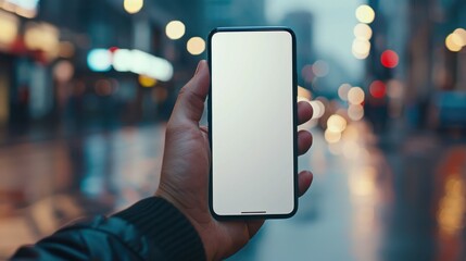 Poster - Smartphone with Blank Screen Held in City