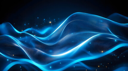 Sticker - beautiful abstract wave technology background with blue light digital effect corporate concept