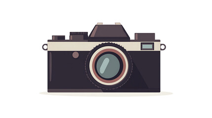 Flat illustration of a vintage 35mm film camera.