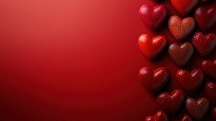 Poster - A collection of red hearts arranged on a red background, symbolizing love and affection.