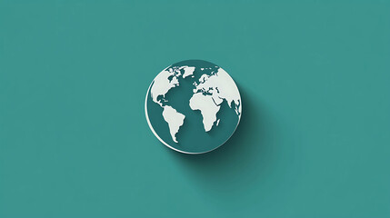 Wall Mural - A white globe icon against a turquoise background.