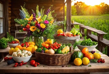 colorful arrangement farm fresh ingredients showcasing vibrant farm table experience rich textures varied shapes, asparagus, avocado, basil, beet, berry