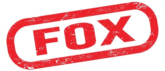 Wall Mural - FOX, text on red rectangle stamp sign.